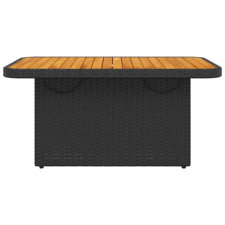 Tuintafel 90x55x71 cm poly rattan en massief acaciahout zwart
