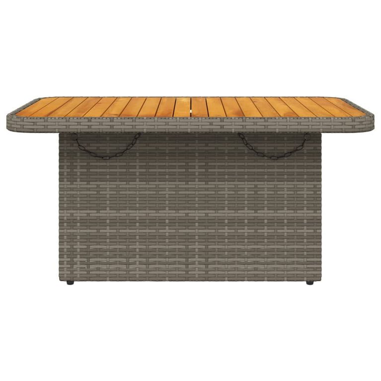 Tuintafel 90x55x71 cm poly rattan en acaciahout grijs