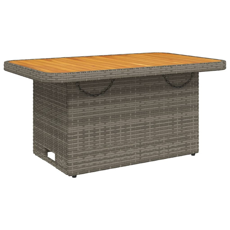 Tuintafel 90x55x71 cm poly rattan en acaciahout grijs