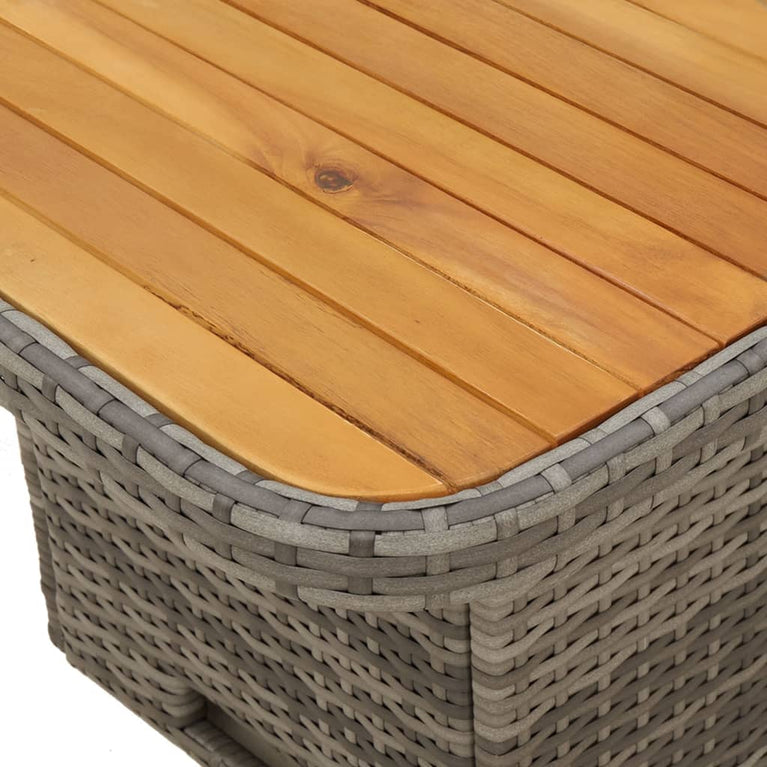 Tuintafel 90x55x71 cm poly rattan en acaciahout grijs