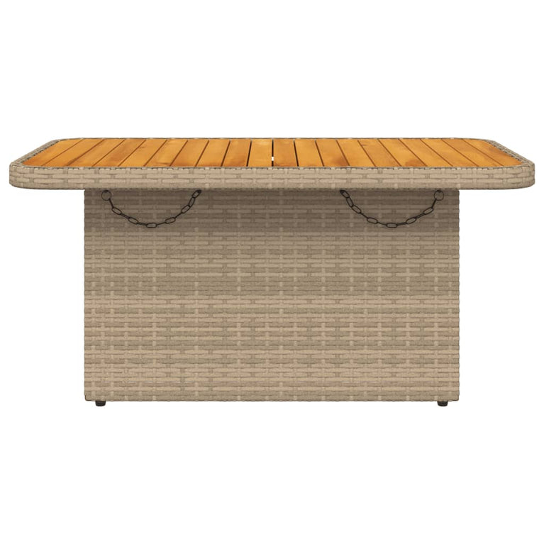 Tuintafel 90x55x71 cm poly rattan en acaciahout beige