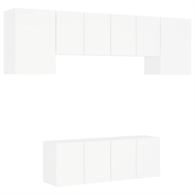 6-delige Tv-meubelset bewerkt hout wit