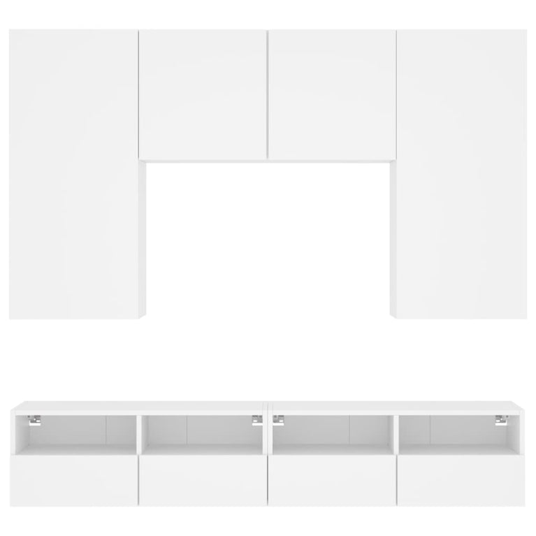 5-delige Tv-meubelset bewerkt hout wit