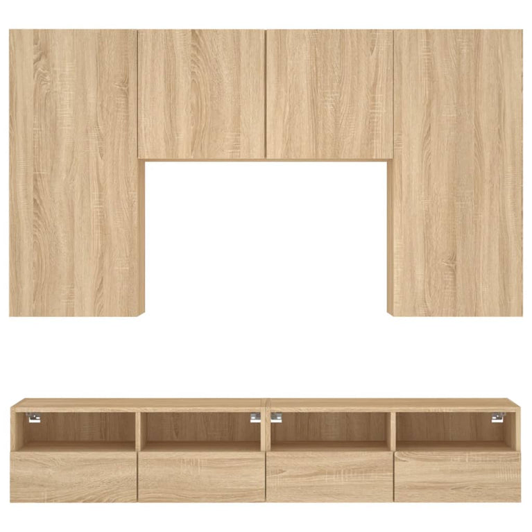 5-delige Tv-wandmeubelset bewerkt hout sonoma eikenkleurig