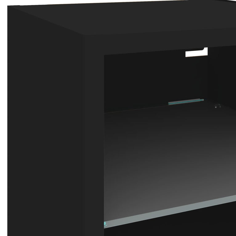 6-delige Tv-wandmeubelset met LED bewerkt hout zwart