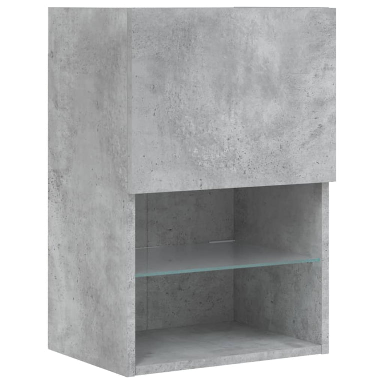 4-delige Tv-wandmeubelset met LED bewerkt hout betongrijs