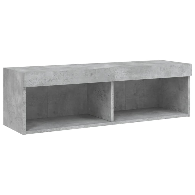 4-delige Tv-wandmeubelset met LED bewerkt hout betongrijs
