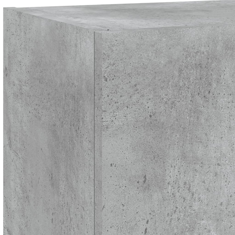 4-delige Tv-wandmeubelset met LED bewerkt hout betongrijs