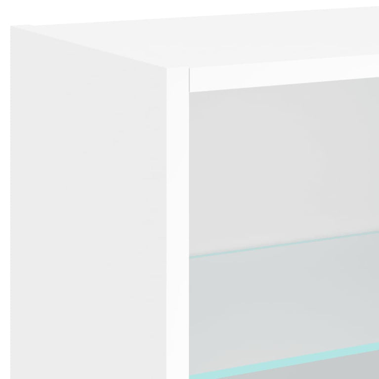 8-delige Tv-wandmeubelset met LED-verlichting bewerkt hout wit