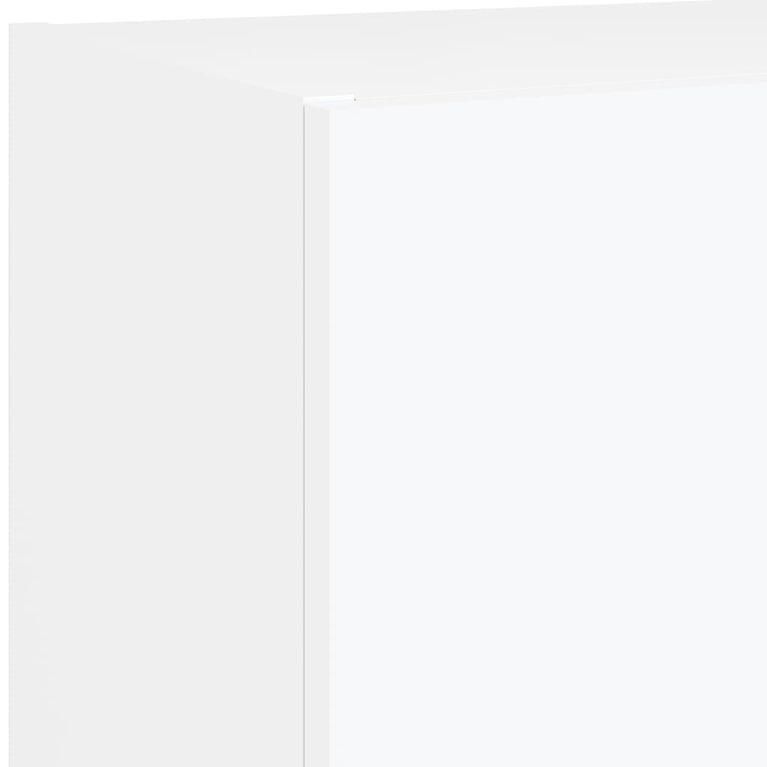 5-delige Tv-wandmeubelset met LED-verlichting bewerkt hout wit