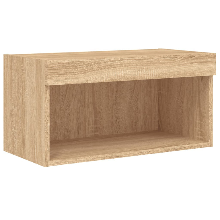 5-delige Tv-wandmeubelset met LED bewerkt hout sonoma eiken