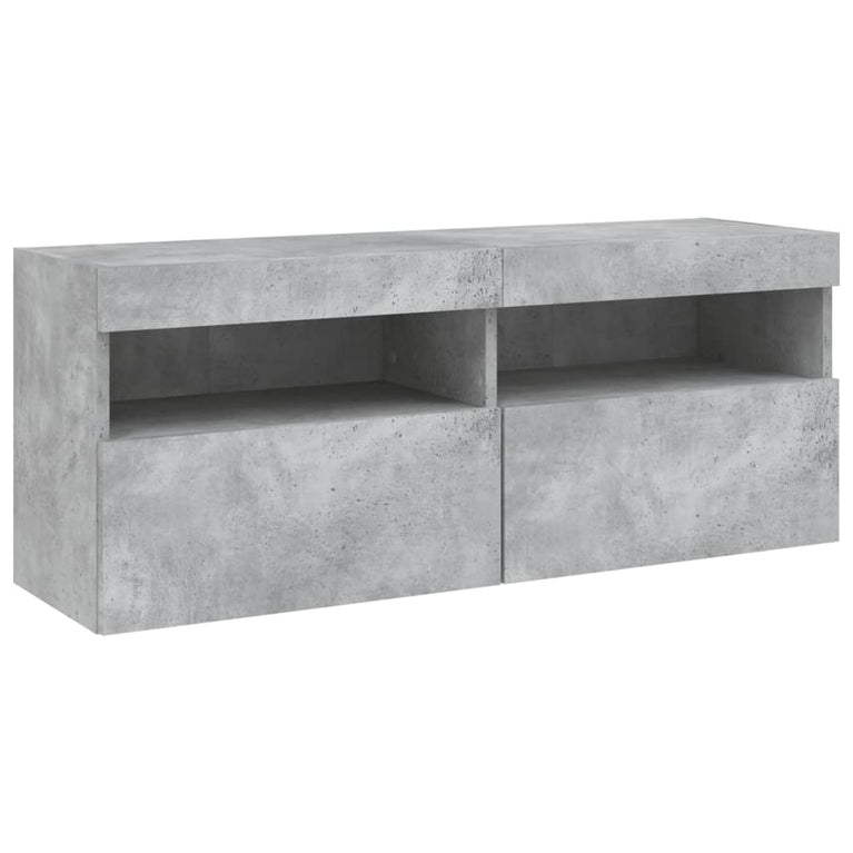 6-delige Tv-wandmeubelset met LED-verlichting betongrijs
