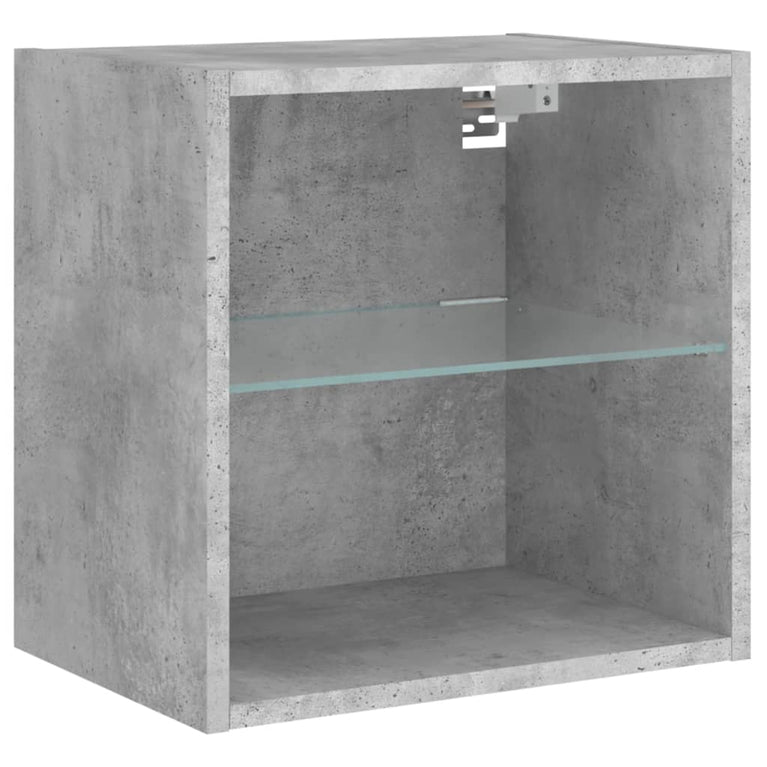 6-delige Tv-wandmeubelset met LED-verlichting betongrijs