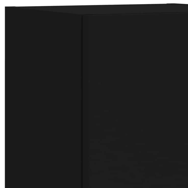 7-delige Tv-wandmeubelset met LED-verlichting zwart