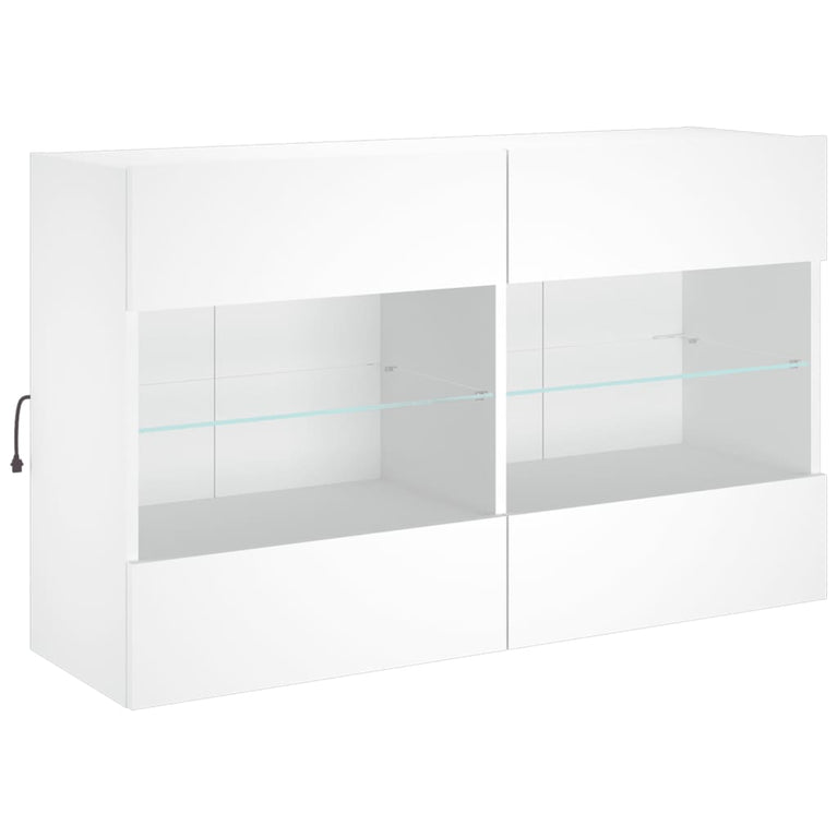 6-delige Tv-wandmeubelset met LED-verlichting wit