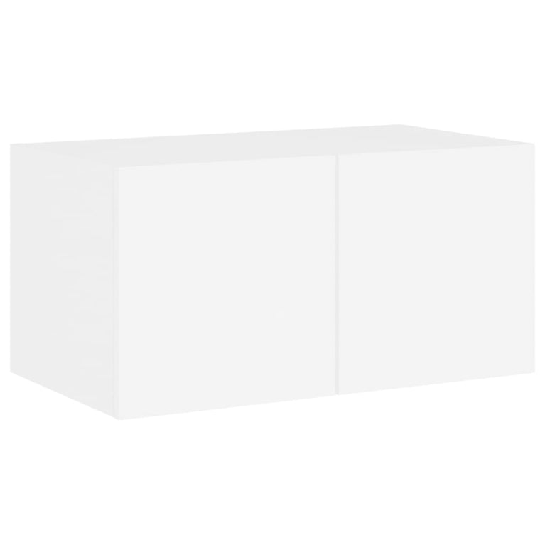 5-delige Tv-wandmeubelset met LED-verlichting bewerkt hout wit