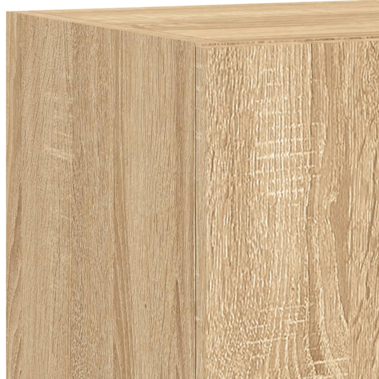 6-delige Tv-wandmeubelset met LED bewerkt hout sonoma eiken