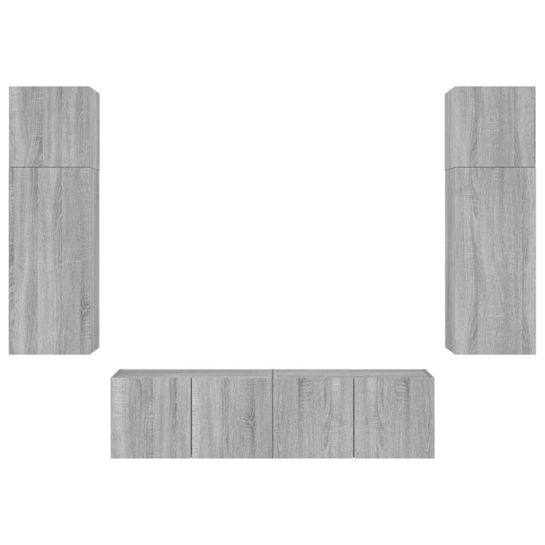 6-delige Tv-wandmeubelset met LED grijs sonoma eikenkleurig