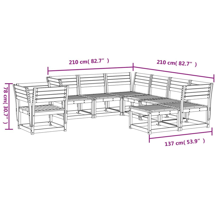 8-delige Loungeset geïmpregneerd grenenhout