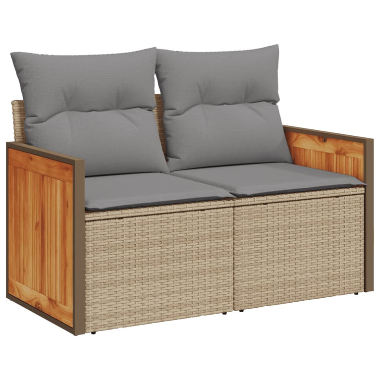 12-delige Loungeset met kussens poly rattan grijs