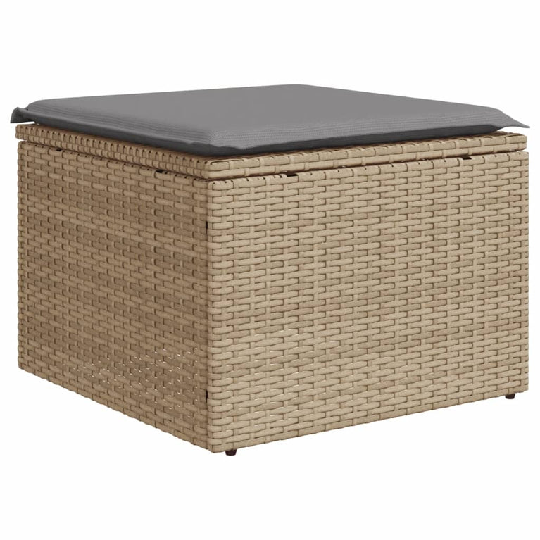 8-delige Loungeset met kussens poly rattan beige