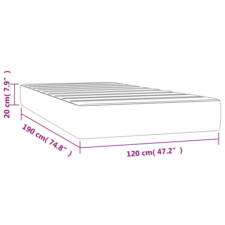 Pocketveringmatras 120x190x20 cm fluweel donkergrijs