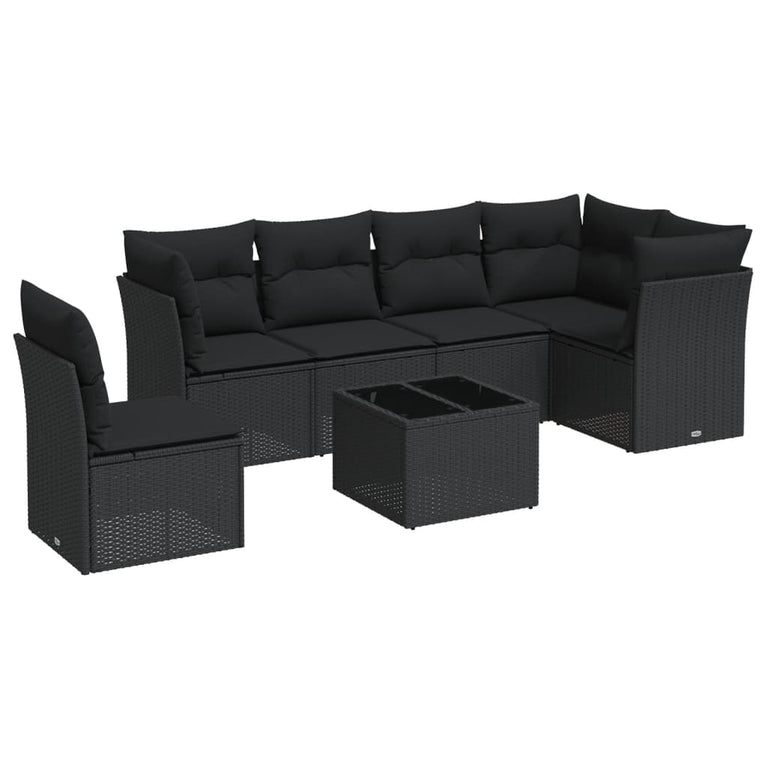 6-delige Loungeset met kussens poly rattan bruin