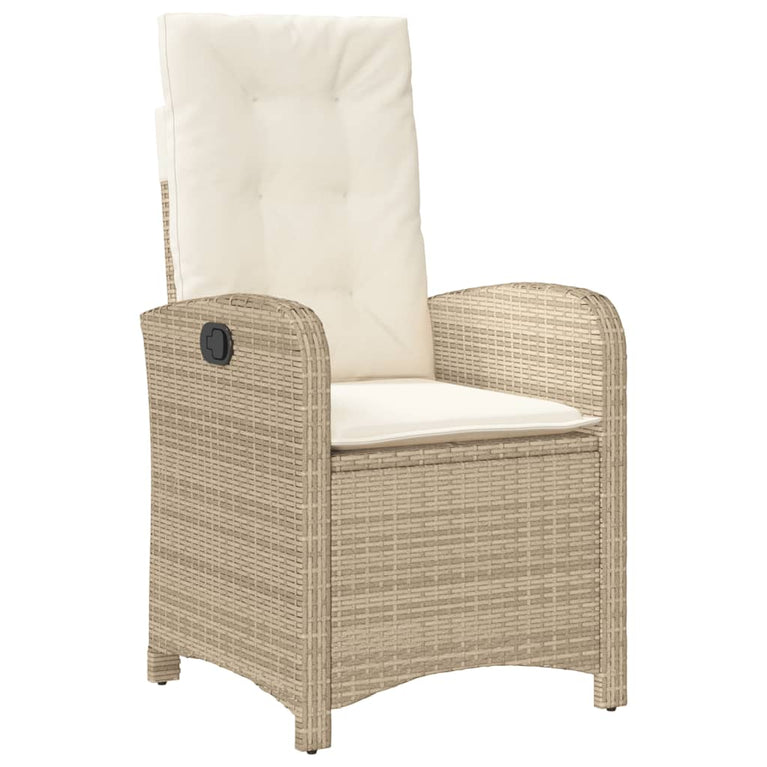 3-delige Tuinset met kussens poly rattan beige