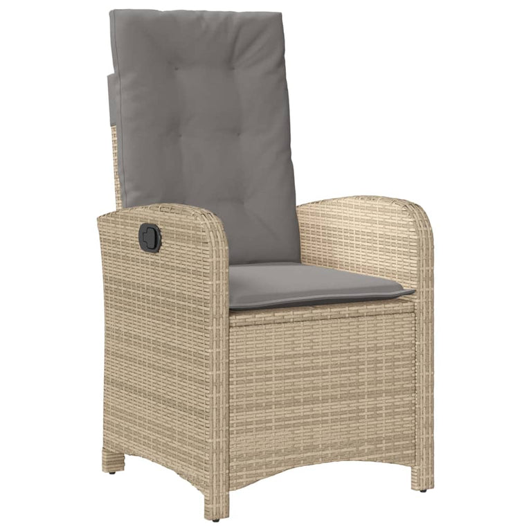 3-delige Tuinset met kussens poly rattan beige