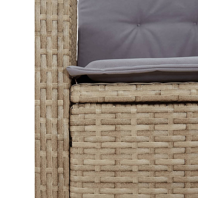 3-delige Tuinset met kussens poly rattan beige