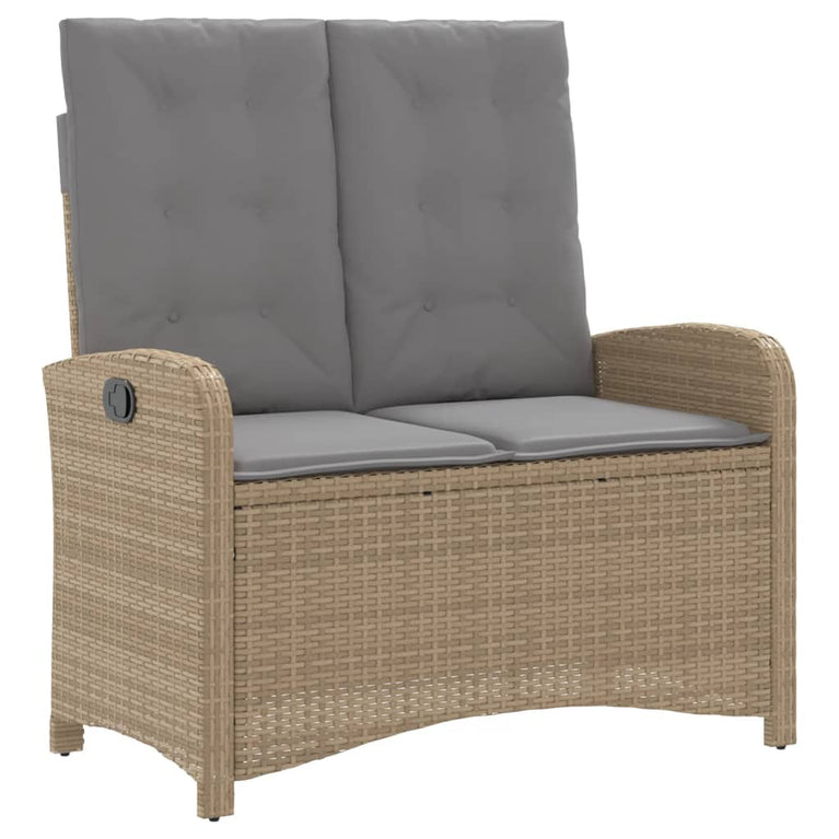2-delige Tuinset met kussens poly rattan beige