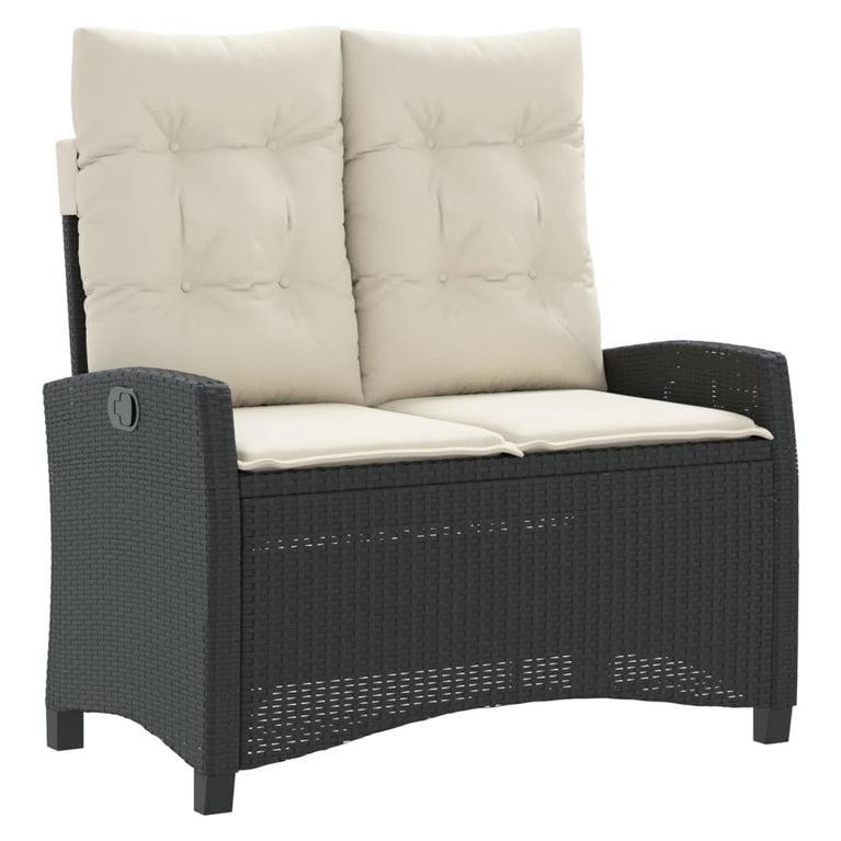 2-delige Tuinset met kussens poly rattan zwart
