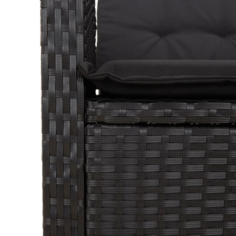 2-delige Tuinset met kussens poly rattan zwart