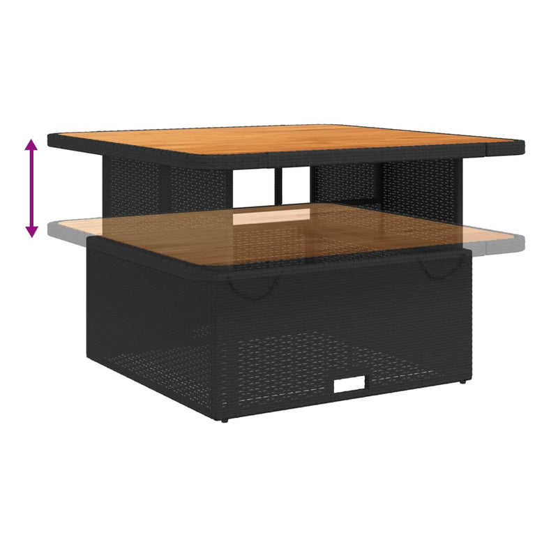 2-delige Tuinset met kussens poly rattan zwart