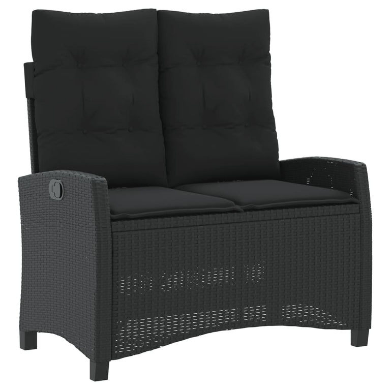 2-delige Tuinset met kussens poly rattan zwart