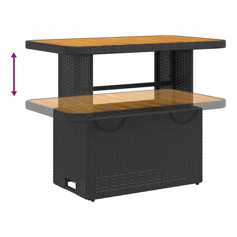 2-delige Tuinset met kussens poly rattan zwart