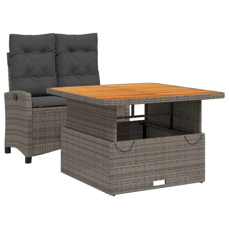 2-delige Tuinset met kussens poly rattan grijs