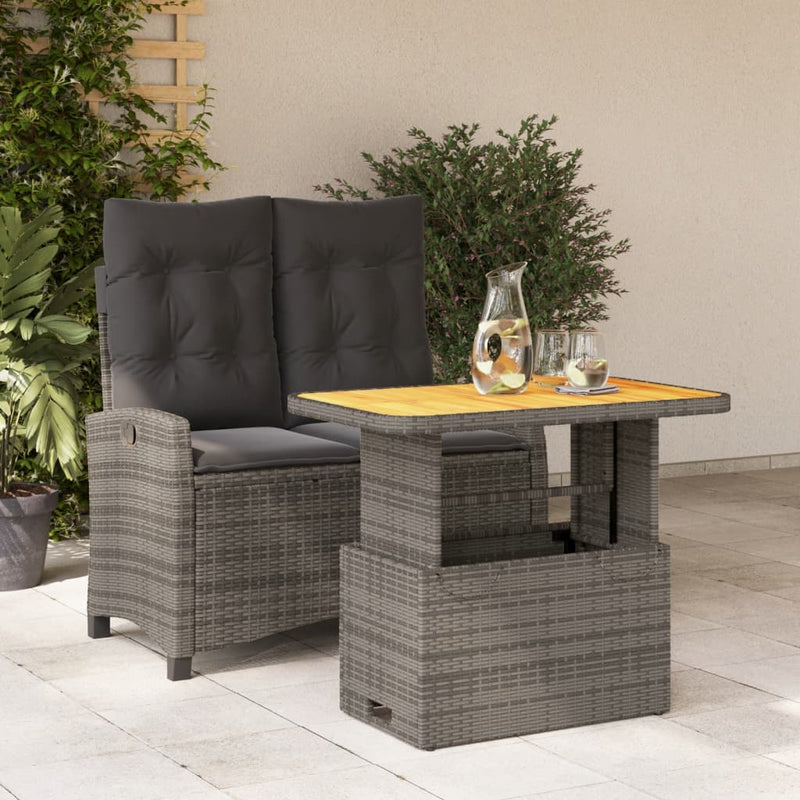 2-delige Tuinset met kussens poly rattan grijs