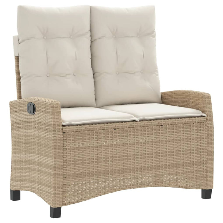 2-delige Tuinset met kussens poly rattan beige