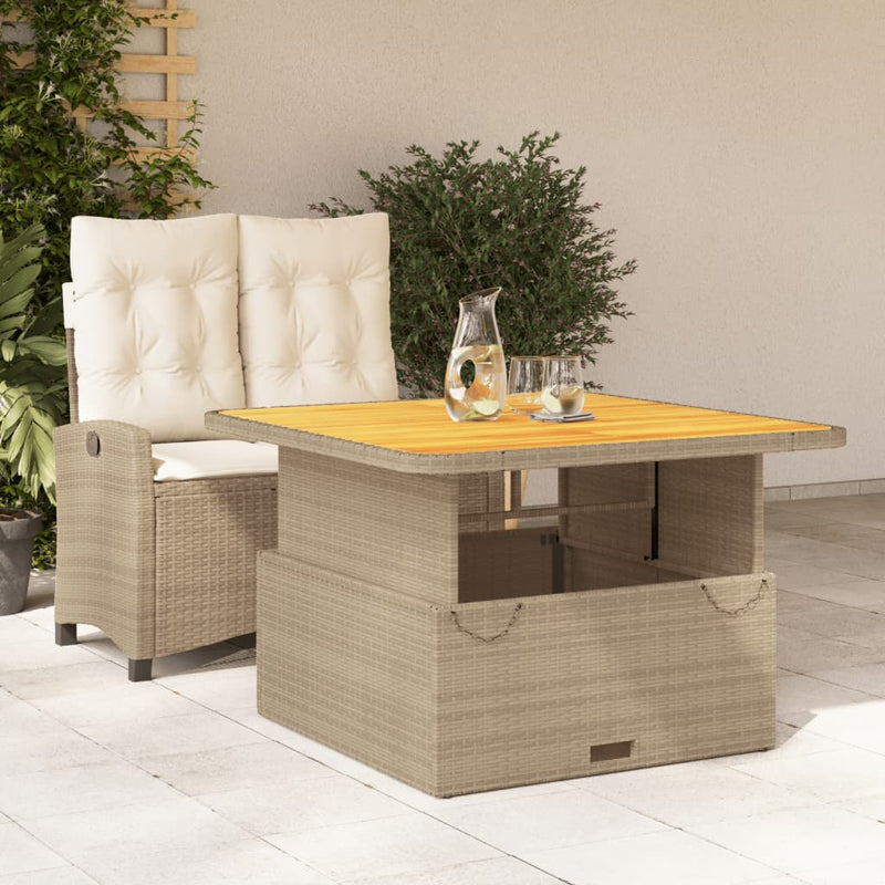 2-delige Tuinset met kussens poly rattan beige