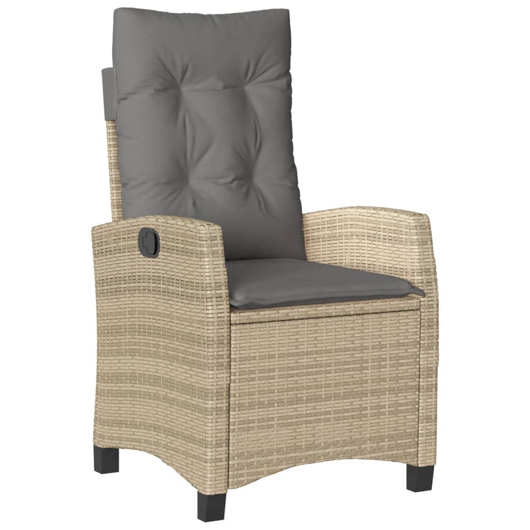3-delige Tuinset met kussens poly rattan beige