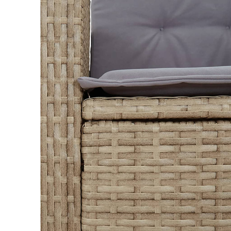 3-delige Tuinset met kussens poly rattan beige