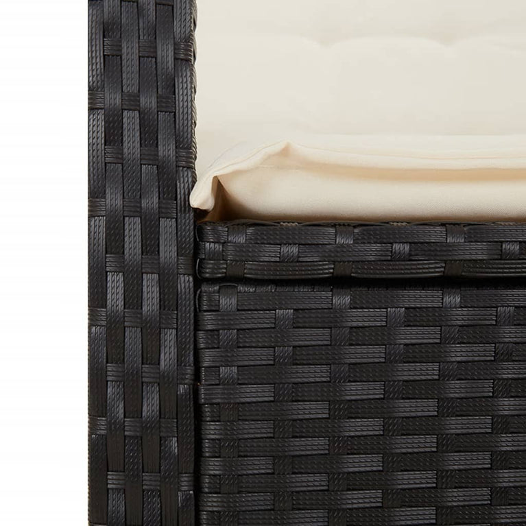 2-delige Tuinset met kussens poly rattan zwart