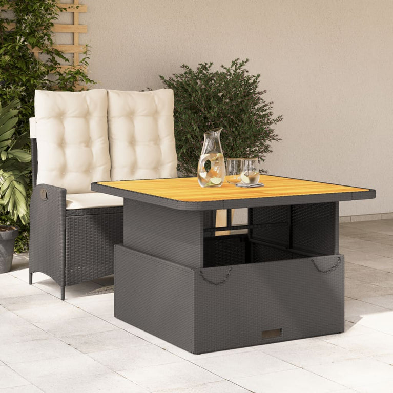 2-delige Tuinset met kussens poly rattan zwart