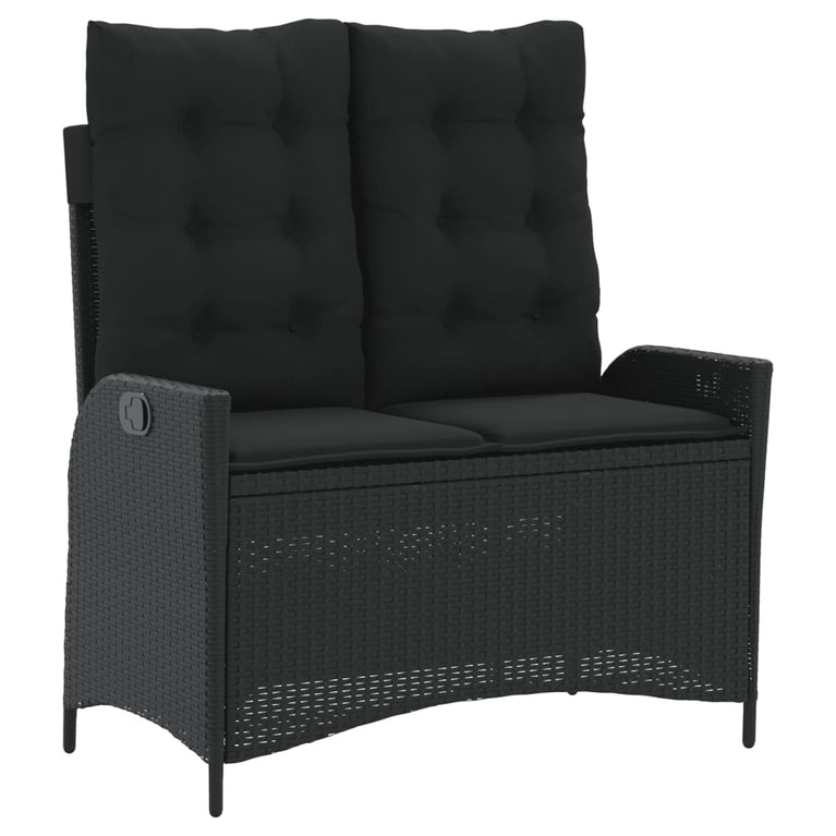 2-delige Tuinset met kussens poly rattan zwart