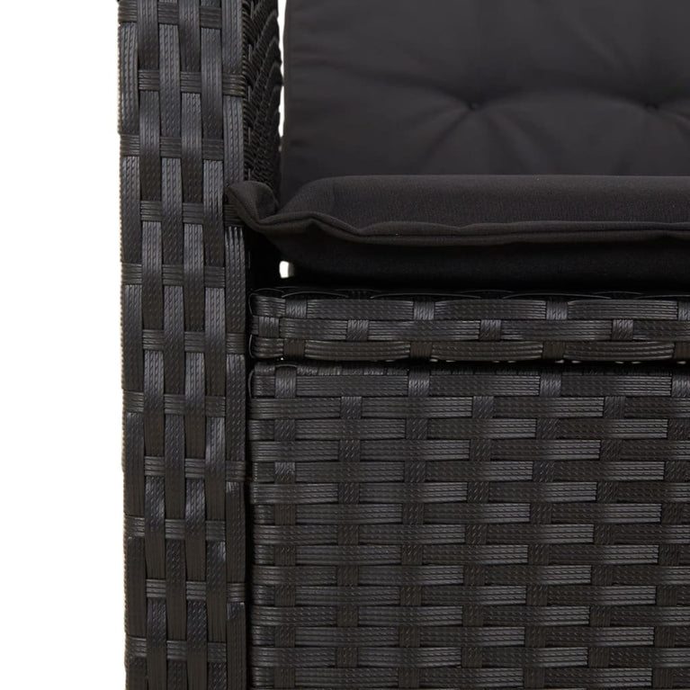 2-delige Tuinset met kussens poly rattan zwart