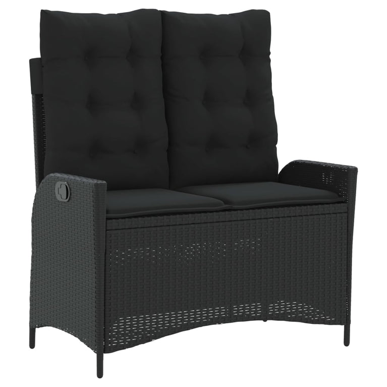 2-delige Tuinset met kussens poly rattan zwart