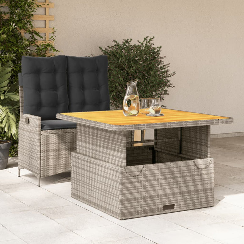 2-delige Tuinset met kussens poly rattan grijs