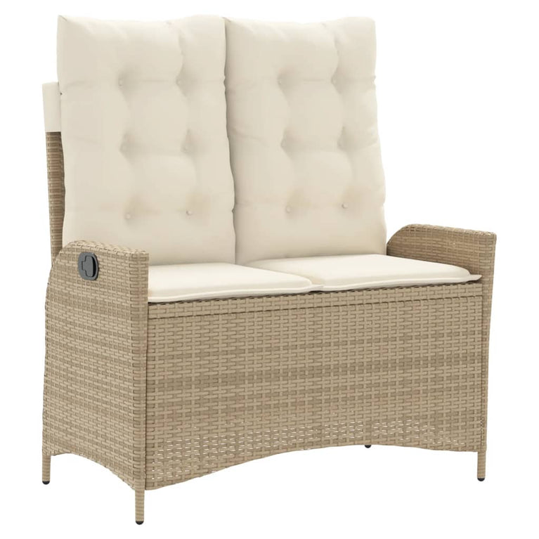 2-delige Tuinset met kussens poly rattan beige
