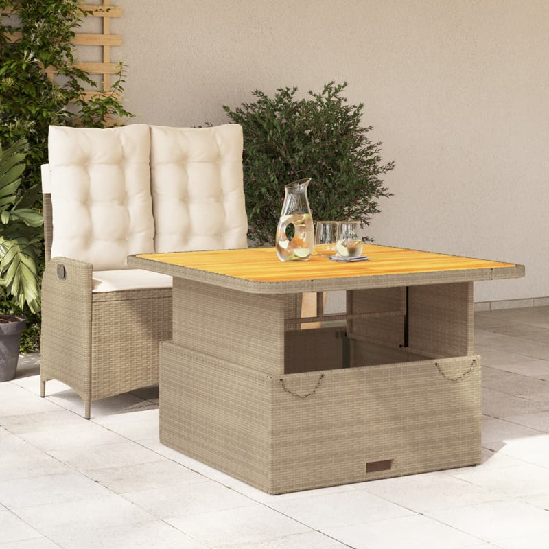 2-delige Tuinset met kussens poly rattan beige